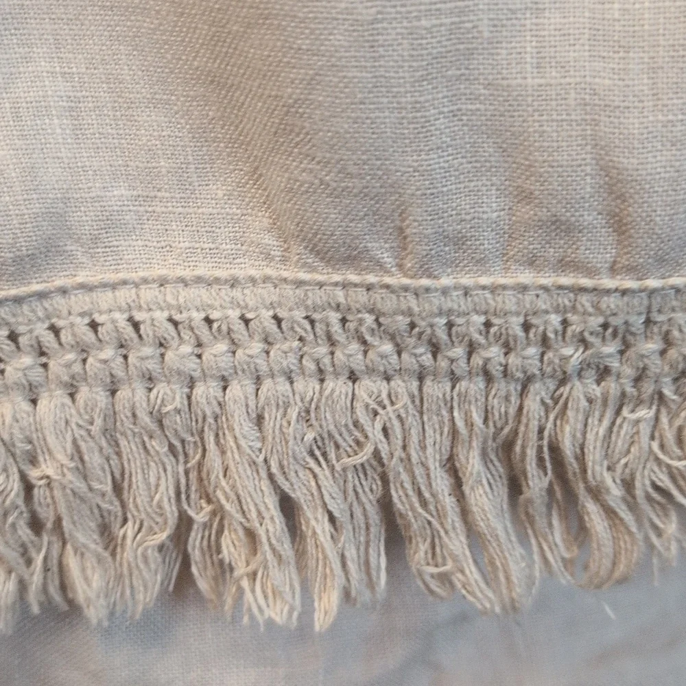 Valentina Naldi Beige Linen Sleeveless Tank with Fringe Hem L